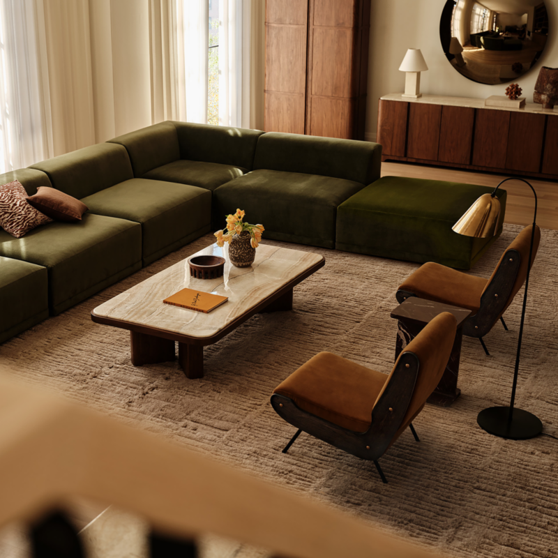 Faible 6-Piece Modular Left-Arm Wheat Performance Chenille Standard Depth Sectional Sofa - image 9 of 13