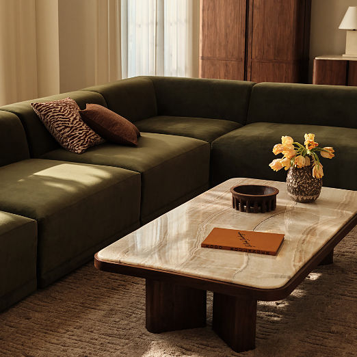 Rio 68" Onyx and Walnut Rectangular Coffee Table
