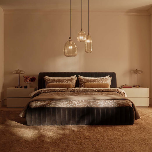 Wolcott Channeled Mink Velvet Bed