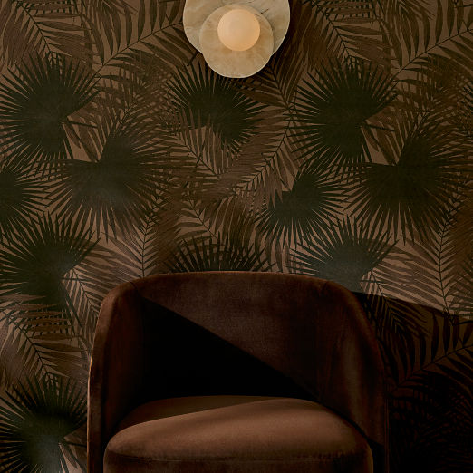 Palm Leaf Wallpaper Brown