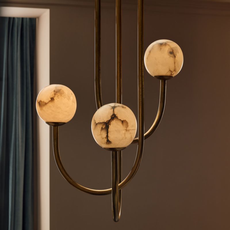 Terzo Aged Brass And Alabaster Pendant Light 21.2" - image 8 of 9