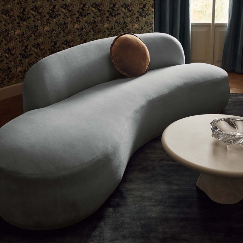 Claudelle 106" Light Blue Velvet Curved Sofa - image 1 of 10