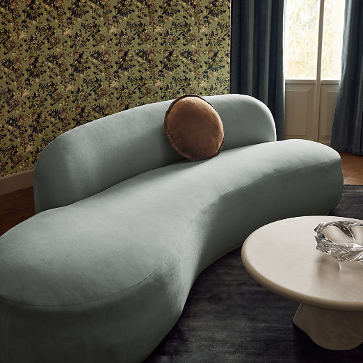 Claudelle 106" Light Blue Velvet Curved Sofa