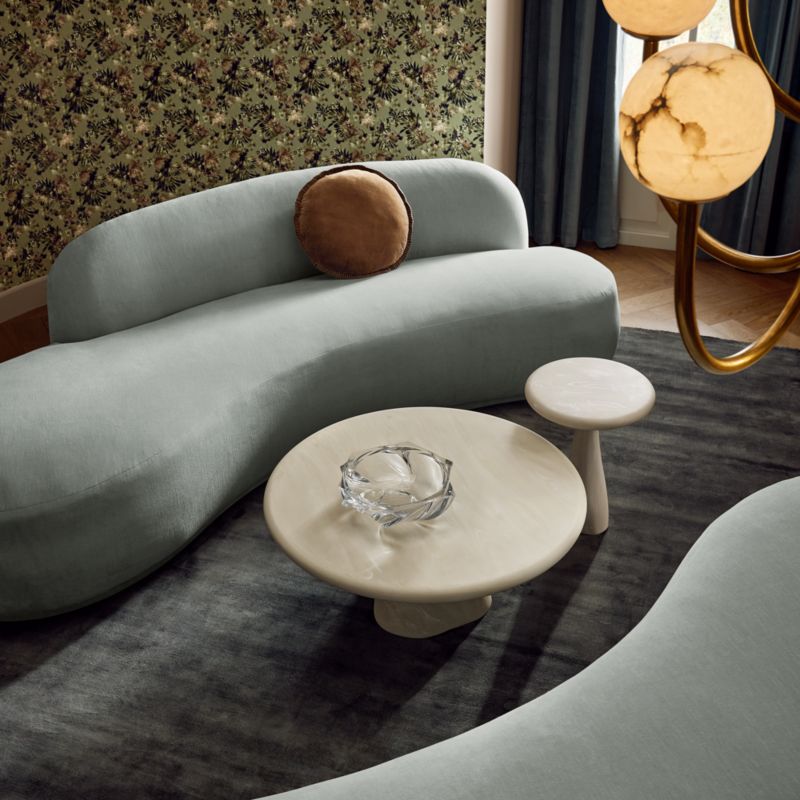Claudelle 106" Light Blue Velvet Curved Sofa - image 8 of 10