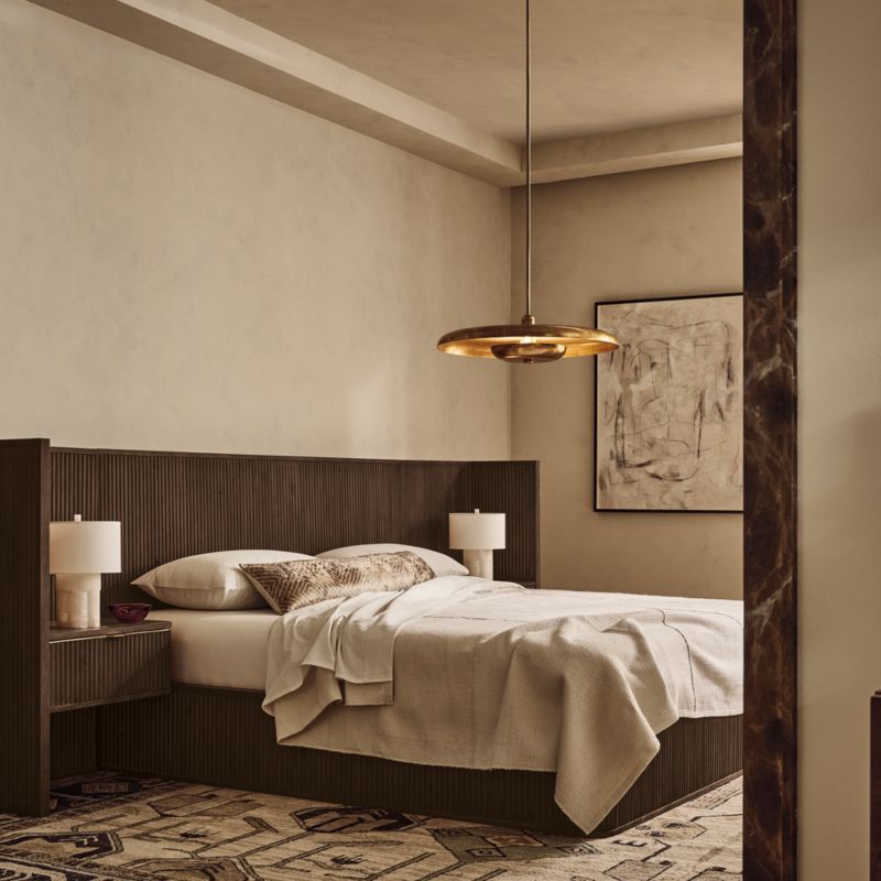 Davison Fluted Dark Brown Wood King Bed with Nightstands - image 3 of 9