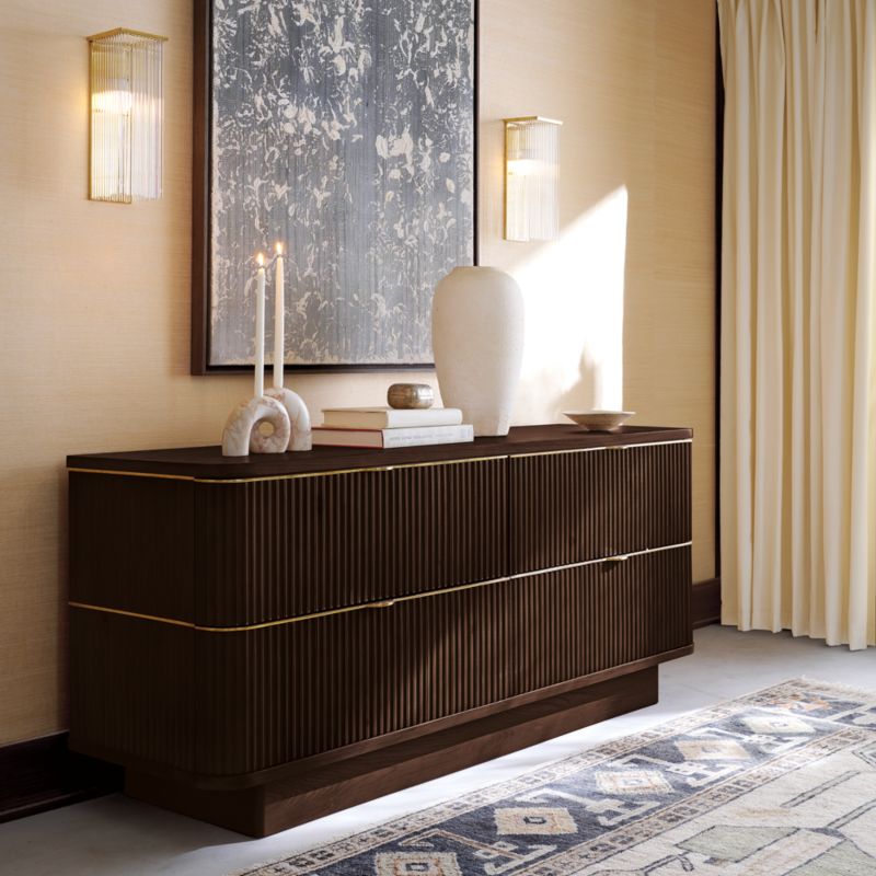 Davison 93" Fluted Dark Oak Media Console - image 2 of 9