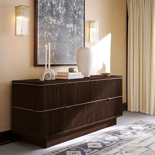 Davison Fluted Dark Oak Media Console (60" - 93")