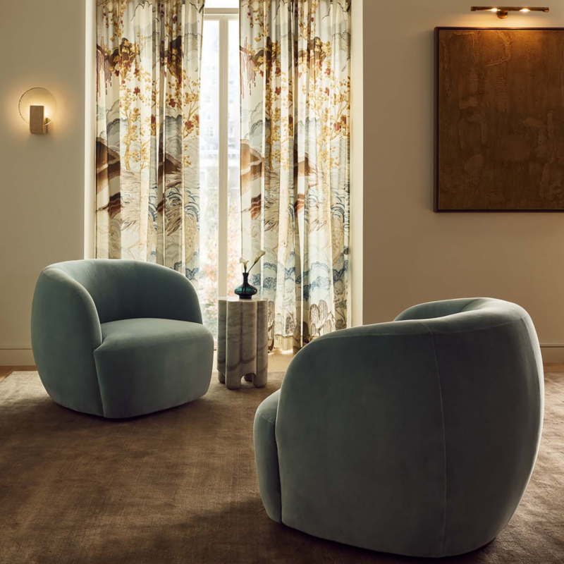 Gwyneth Light Blue Velvet Swivel Chair by goop - image 10 of 17