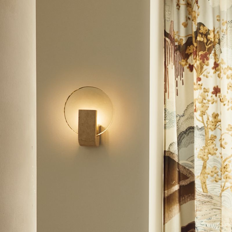 Celestun Travertine And Cast Glass Wall Sconce Set of 2 - image 4 of 6
