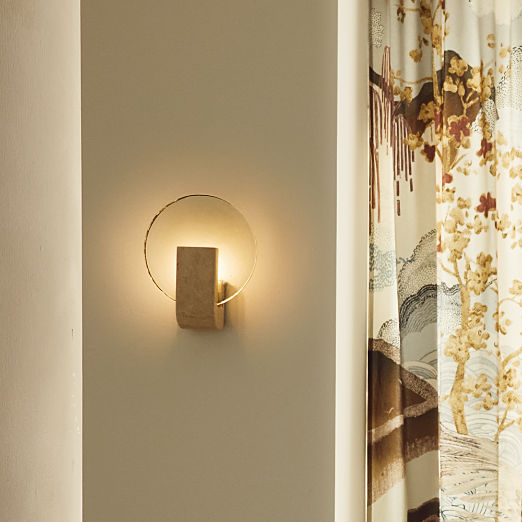 Celestun Travertine And Cast Glass Wall Sconce Set of 2