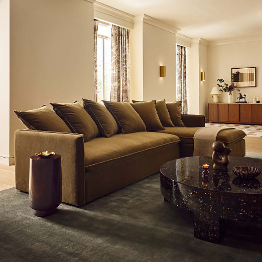 Corroy Scatter Back Brown Performance Velvet Left-Arm Chaise