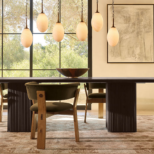 Davison Rectangular Fluted Dark Oak Dining Table (85" - 108")