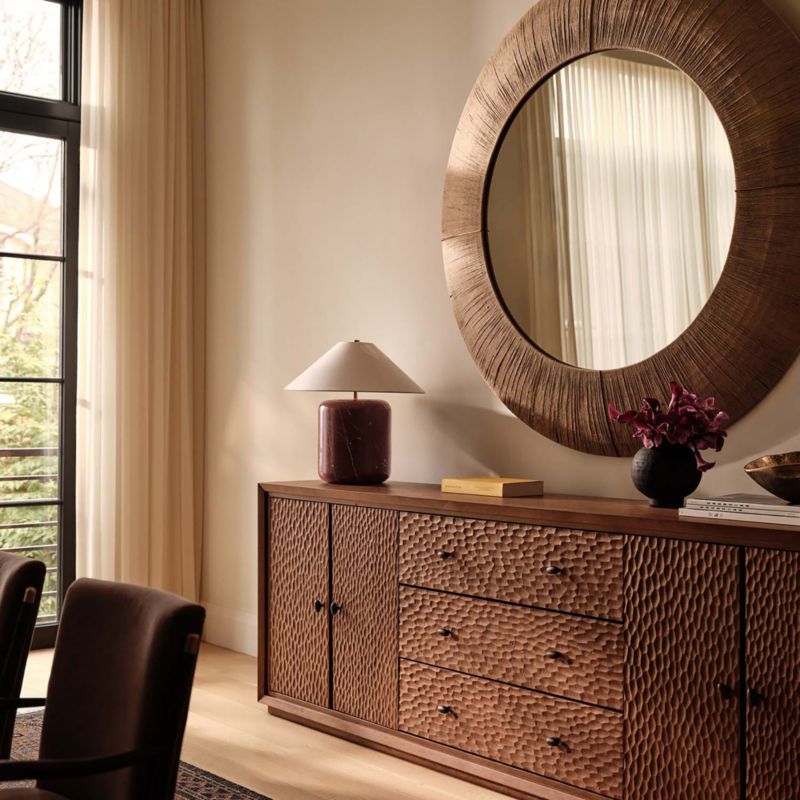 Hawk 96" Carved White Oak Credenza - image 1 of 7