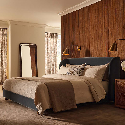 Jackson Denim Blue Velvet Upholstered Bed