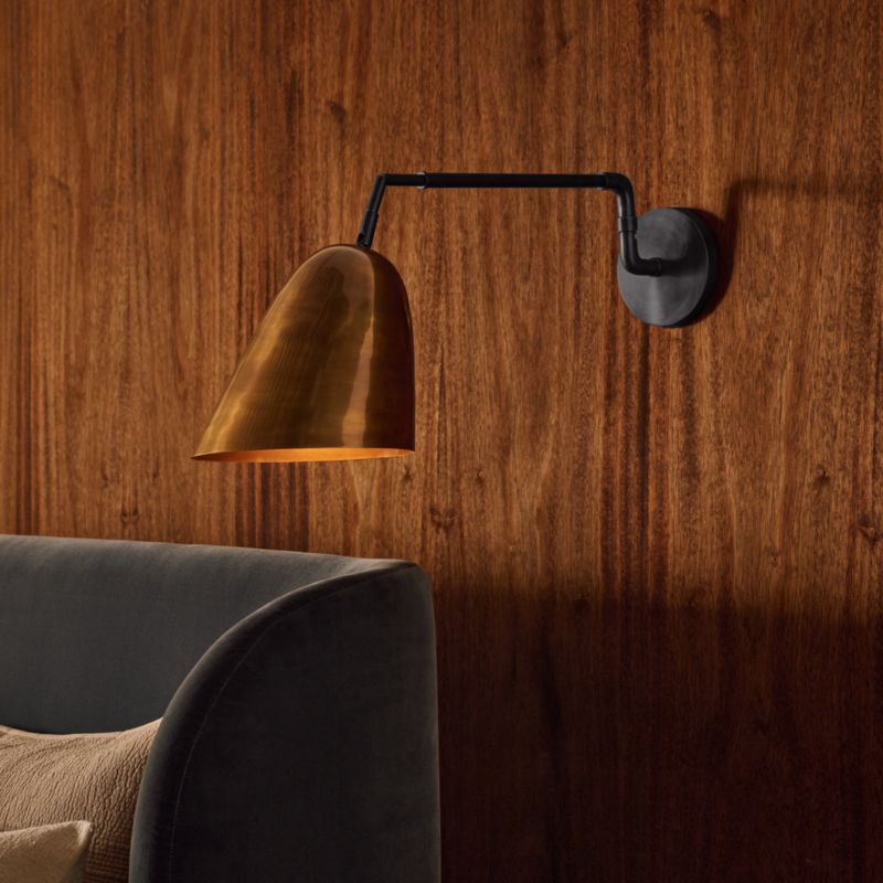 Jo Aged And Blackened Brass Wall Sconce by Kay Fisker - image 1 of 6