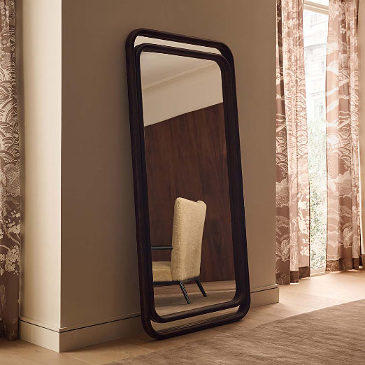 Ismo Brown Wood Rectangular Full-Length Floor Mirror 36"x72"