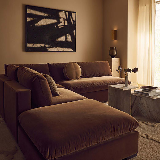 Deseo Light Brown Performance Velvet Standard Depth Corner Chair