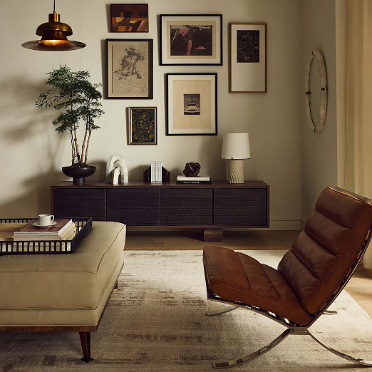 Martinez 85" Acacia and Bronze Metal Credenza