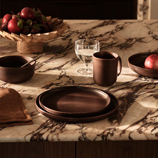 Drift Chocolate Brown Mugs with Reactive Glaze Set of 6