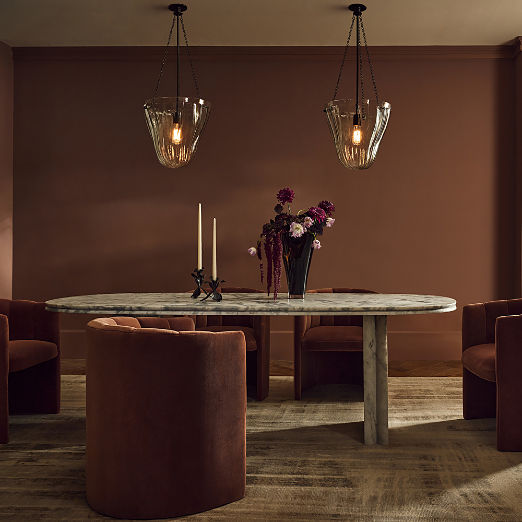 Vendome 91" Oval White Marble Dining Table
