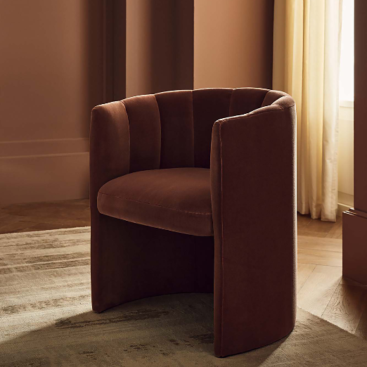 Clark Light Persimmon Faux Mohair Dining Armchair