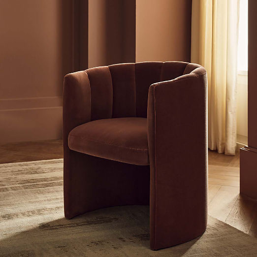 Clark Light Persimmon Faux Mohair Dining Armchair