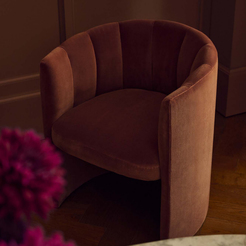 Clark Light Persimmon Faux Mohair Dining Armchair - image 7 of 12