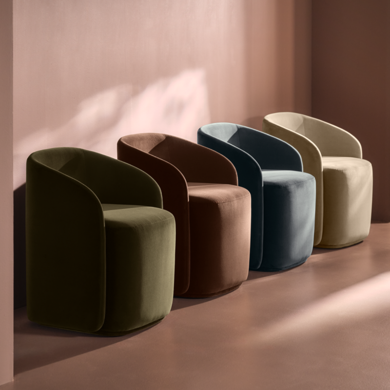 Wesler Sand Velvet Dining Chair with Casters - image 6 of 8
