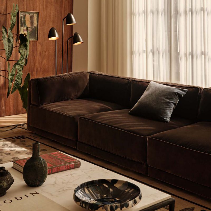 Oriole 6-Piece U-Shaped Dark Brown Performance Velvet Modular Sectional Sofa - image 9 of 11