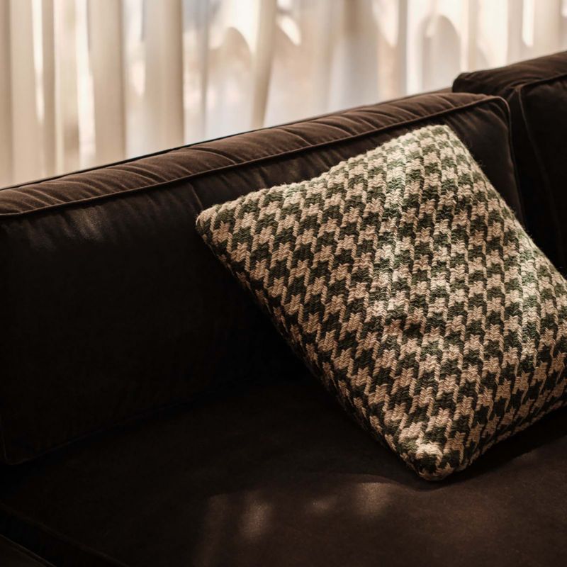 Drew Green And Cream Houndstooth Wool And Cotton Throw Pillow With Down-Alternative Insert 20"x20" - image 1 of 4
