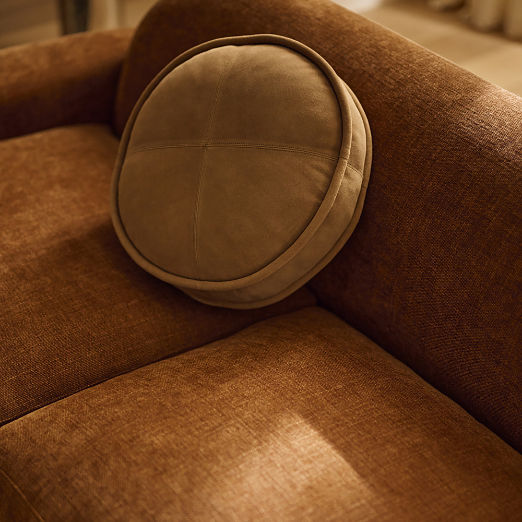Dacre Round Light Brown Suede Throw Pillow 16"