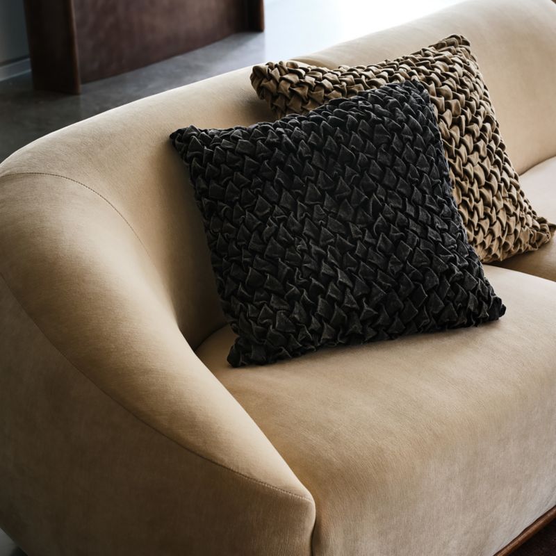 Mewah Black Ruched Denim Throw Pillow with Down-Alternative Insert 20"x20" by Casa Dean by Swizz Beatz - image 5 of 6