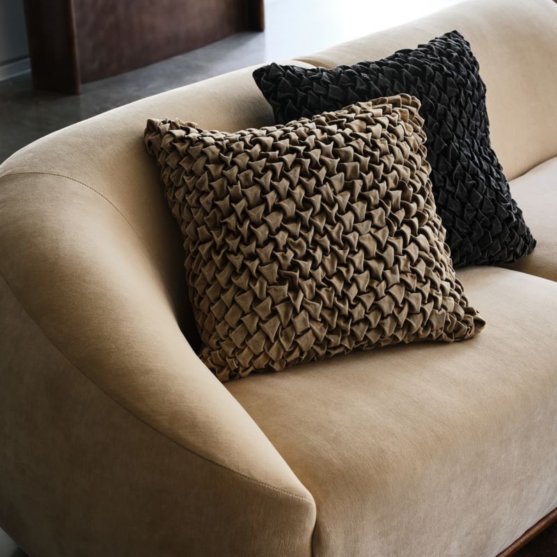Mewah Natural Ruched Denim Throw Pillow with Down-Alternative Insert 20"x20" by Casa Dean by Swizz Beatz - image 5 of 6