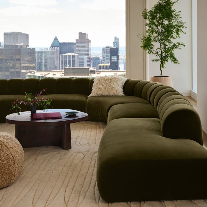 Kindred 2-Piece Olive Green Velvet Curved Sectional Sofa by Casa Dean by Swizz Beatz - image 5 of 8