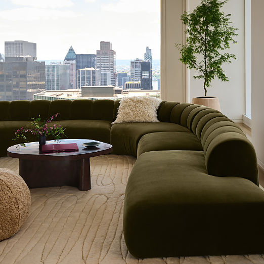 Kindred 3-Piece Olive Green Velvet Sectional Sofa by Casa Dean by Swizz Beatz
