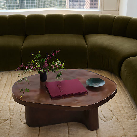 Lana 42" Dark Brown Resin Coffee Table by Casa Dean by Swizz Beatz