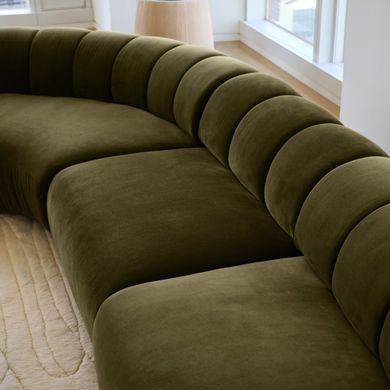 Kindred 2-Piece Olive Green Velvet Curved Sectional Sofa by Casa Dean by Swizz Beatz - image 6 of 8