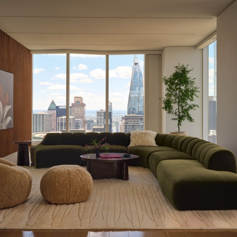 Baza Taupe Shearling Ottoman by Casa Dean by Swizz Beatz - image 1 of 5