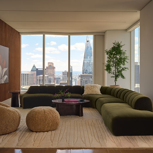 Baza Taupe Shearling Ottoman by Casa Dean by Swizz Beatz