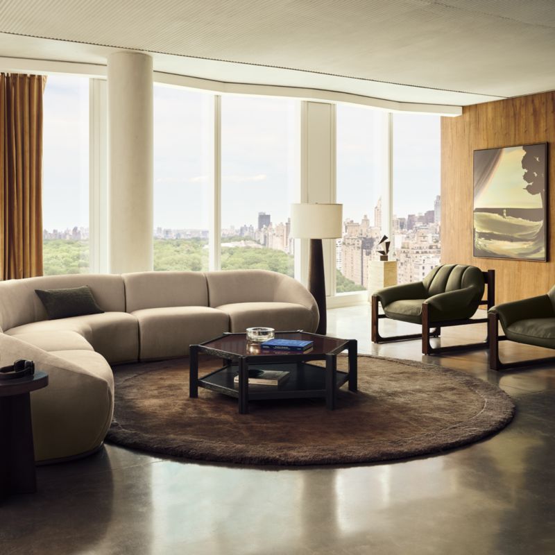 Obair 48" Red Enamel and Oak Hexagon Coffee Table by Casa Dean by Swizz Beatz - image 1 of 5