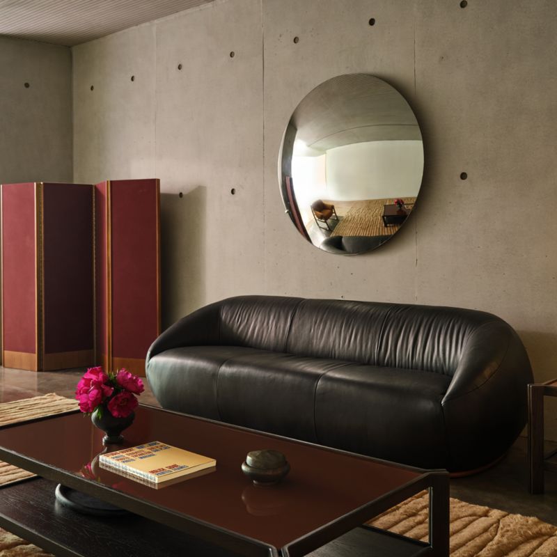 Baza 98" Curved Black Leather Sofa by Casa Dean by Swizz Beatz - image 1 of 8