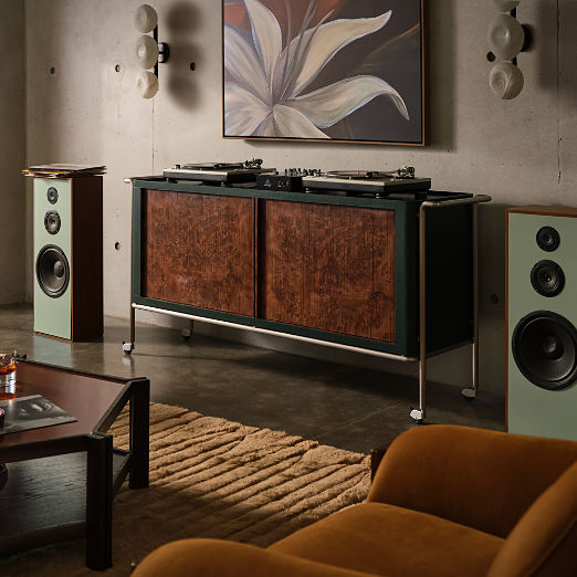 Lam-Louie Leather and Burl Wood DJ Console by Casa Dean by Swizz Beatz