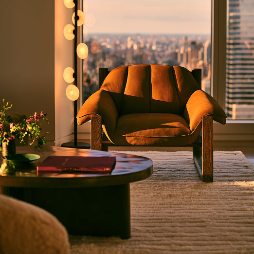 Brainstorm Brown Suede Accent Chair by Casa Dean by Swizz Beatz