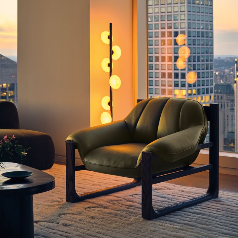 Brainstorm Green Leather Accent Chair by Casa Dean by Swizz Beatz - image 1 of 11