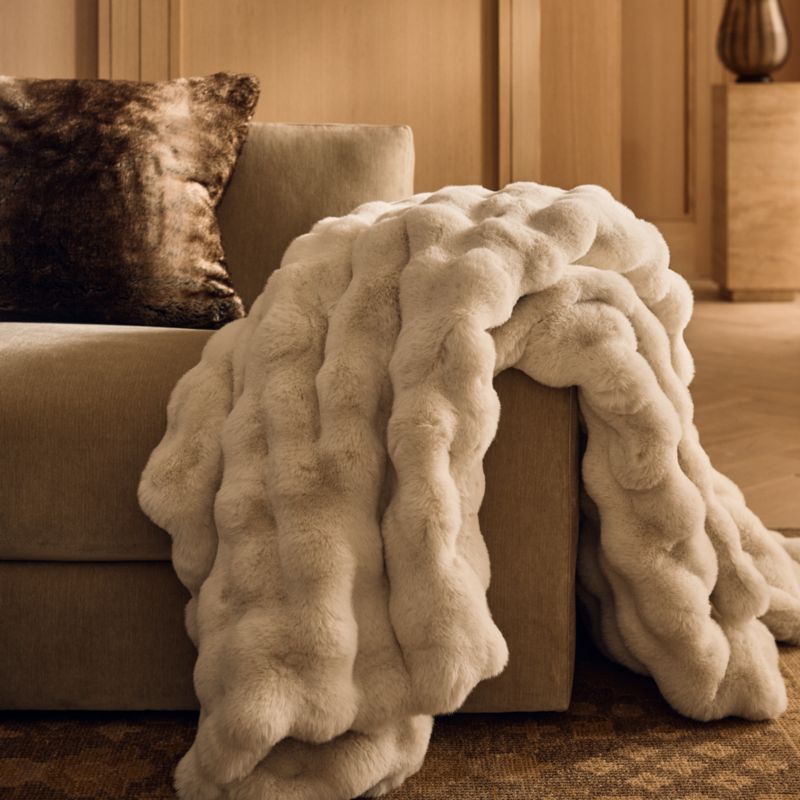 Farleigh Double-Sided Warm White Faux Fur Throw Blanket 50"x70" - image 9 of 11