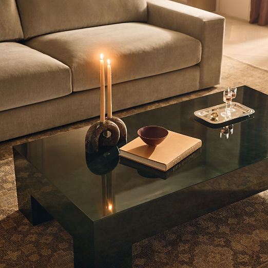 Scatola 60" Rectangular Dark Green Lacquered Coffee Table