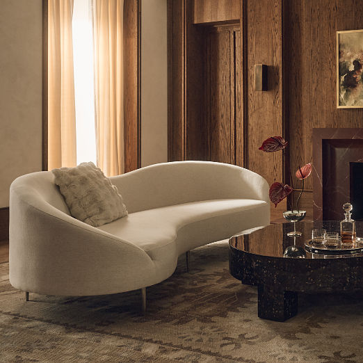 Curvo White Performance Fabric Sofa by goop (75"-96.5")