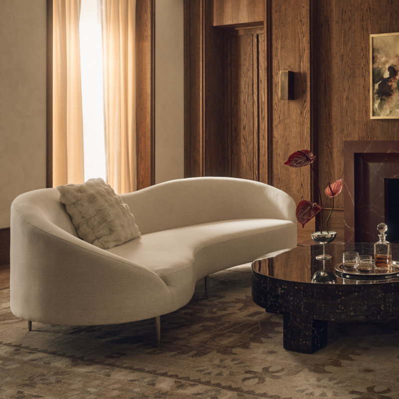 Curvo 96.5" White Performance Fabric Sofa by goop - image 2 of 17