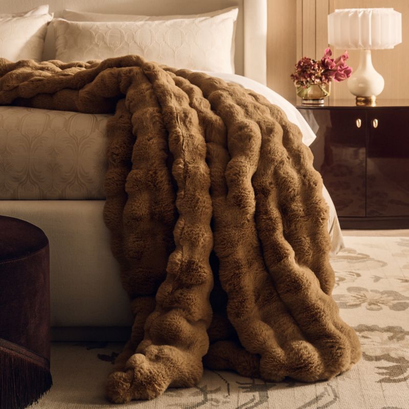 Farleigh Double-Sided Tan Faux Fur Throw Pillow Cover And Throw Blanket Set - image 6 of 8