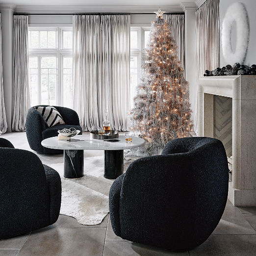 Gwyneth Black Boucle Swivel Chair by goop